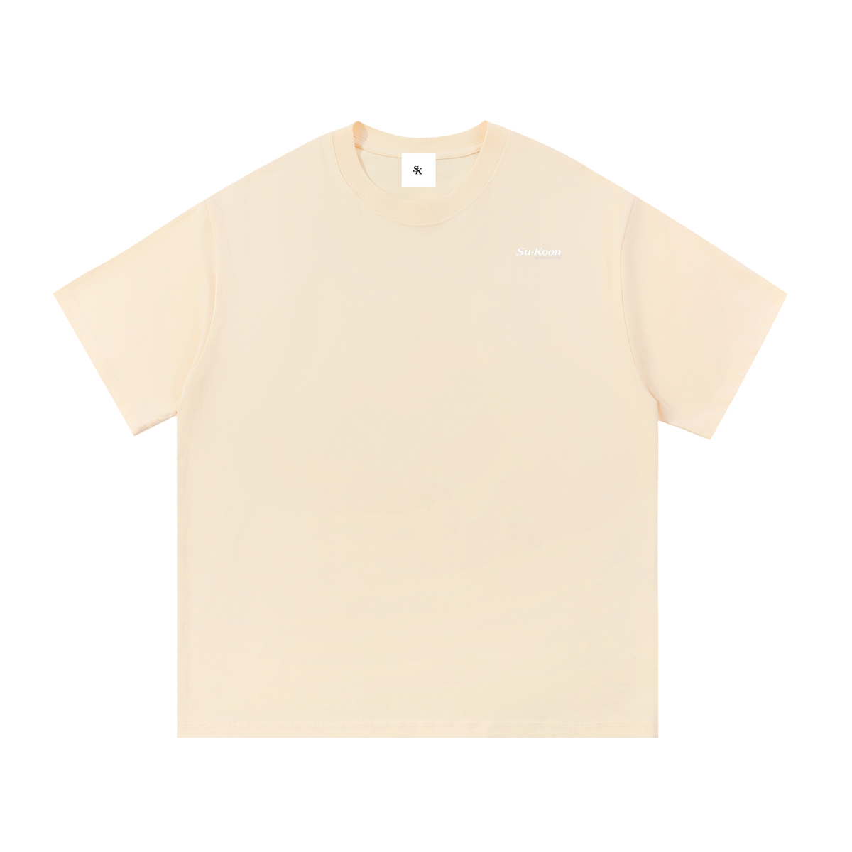 Su-Koonl  Pure White Badge Cotton T-Shirt